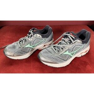 Mizuno Wave Rider Running Shoes (Women’s Size 7.5) • Gray & Jade • Sneakers EUC